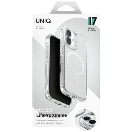 Оригинальный чехол Uniq LifePro Xtreme Magclick Charging на iPhone 17 - Transparent-Glitter