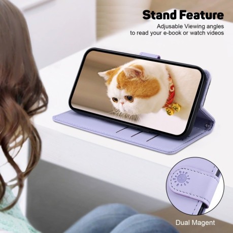 Чохол-книжка Cute Cats RFID Leather для Xiaomi 14T Pro - фіолетовий