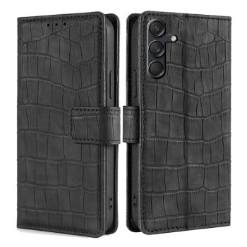 Чохол-книжка з м'яким покриттям (Skin Feel), фактура крокодил (Crocodile Texture) на Samsung Galaxy M55 5G - чорний