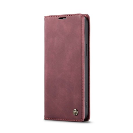 Кожаный чехол CaseMe-013 Multifunctional на iPhone 15 Plus - винно-красный