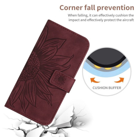 Чехол-книжка Skin Feel Sun Flower для Xiaomi Redmi Note 12 Pro 5G/Poco X5 Pro - винно-красный