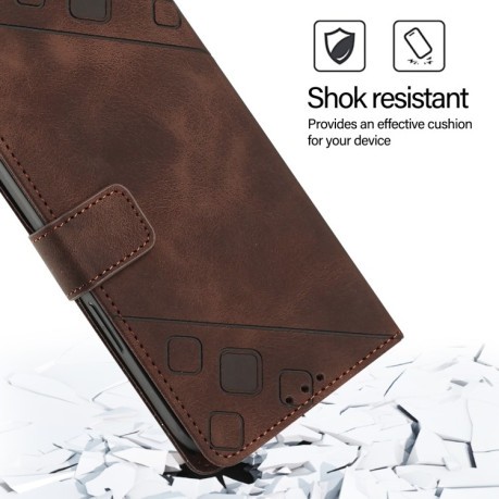 Чехол-книжка Skin-feel Embossed для Realme GT 7 Pro 5G - коричневый