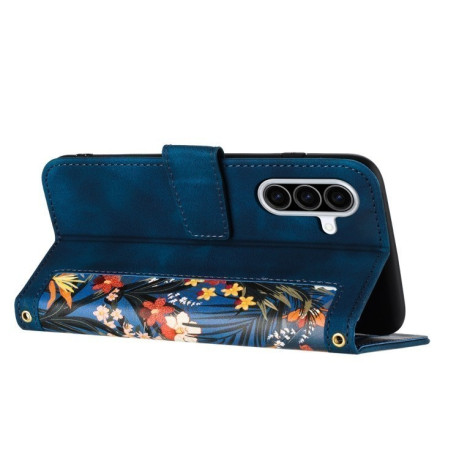 Чехол-книжка Floral Pattern Leather для Samsung Galaxy A36 - синий