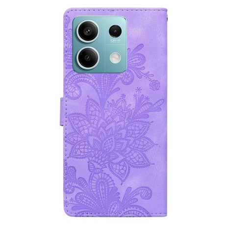 Чохол-книжка  Lace Floral Embossed Magnetic Buckle на Xiaomi Redmi Note 14 4G/5G - фіолетовий