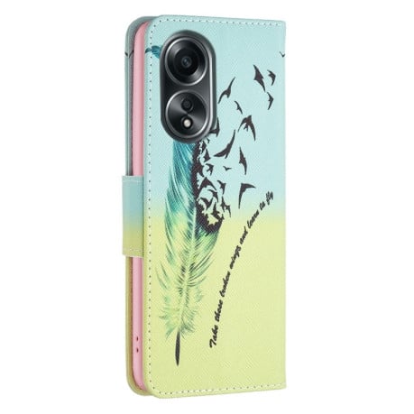 Чехол-книжка Colored Drawing Pattern для OPPO A58 4G - Feather
