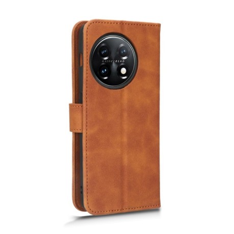 Чехол-книжка Skin Feel Magnetic для OnePlus 11 - коричневый