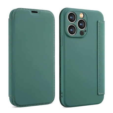 Чехол-книжка Liquid Skin Feel Leather для iPhone 16 Pro Max - зеленый