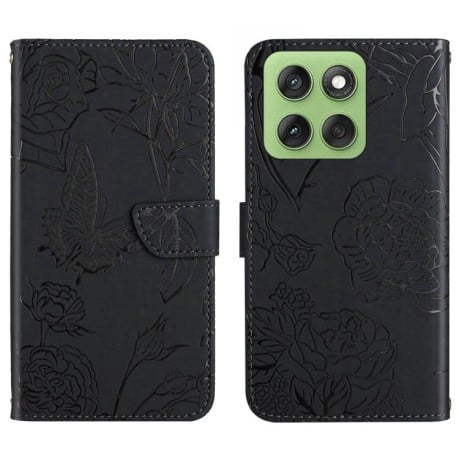 Чохол-книжка з м'якою фактурою та тисненням Butterfly на Motorola Edge 60 Pro - чорний