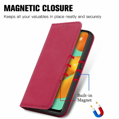 Чехол-книжка Retro Skin Feel Business Magnetic на Samsung Galaxy M32/A22 4G - красный