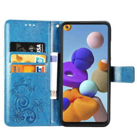 Чохол Four-leaf Clasp Embossed Buckle Samsung Galaxy A21s - синій