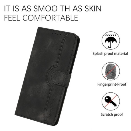 Чохол-книжка Skin Feel Heart Pattern для OPPO Reno 8 5G Global - чорний