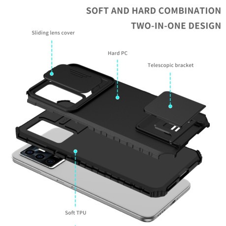 Протиударний чохол Stereoscopic Holder Sliding для Vivo V23e/S10e 5G - чорний
