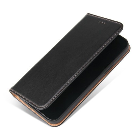 Кожаный чехол-книжка Fierre Shann Genuine leather на iPhone 12 Mini - черный