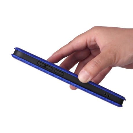 Чехол-книжка Carbon Fiber Texture на Xiaomi Poco F7 5G - синий