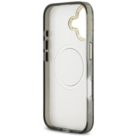 Оригінальний чохол Guess IML Glitter Flowers Triangle з MagSafe на iPhone 17 - black