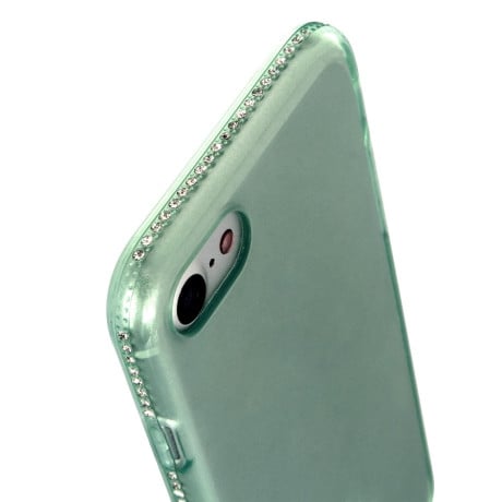 Ультратонкий Прозрачный TPU Чехол Studded Full Frame Diamond Bling Green для iPhone SE 3/2 2022/2020/8/7