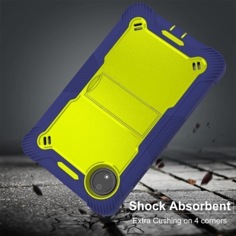 Чохол Silicone Hybrid PC Tablet Case with Holder &amp; Shoulder Strap для Xiaomi Redmi Pad SE 8.7 - Yellow Green + Navy Blue