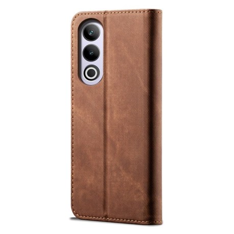 Чехол-книжка с джинсовой тканью casual на OnePlus Nord CE4 - коричневый