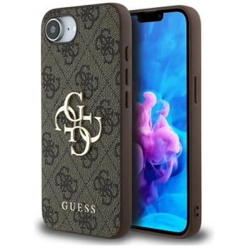 Оригинальный чехол Guess Big Metal Logo для iPhone 16e - Brown