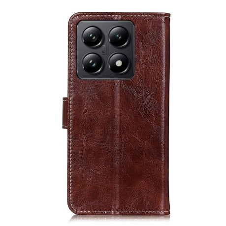 Чехол-книжка Magnetic Retro Crazy Horse Texture на Xiaomi 14T Pro - коричневый