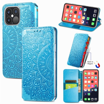 Чехол-книжка Blooming Mandala для iPhone 13 Pro - синий