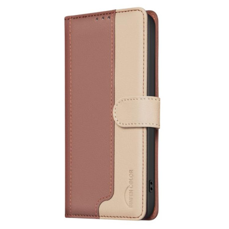 Чехол-книжка Color Matching RFID Anti-theft Leather для на Samsung Galaxy M16 5G / F16 5G - коричневый