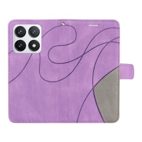 Чохол-книжка Dual-color Splicing Flip Leather для Xiaomi 14T Pro - фіолетовий