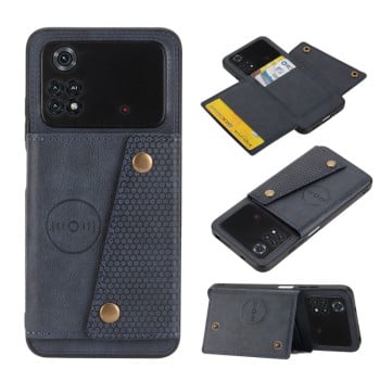 Противоударный чехол Double Buckle для Xiaomi Poco M4 Pro 4G - синий