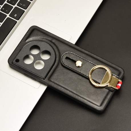 Противоударный чехол Wristband Leather Back для OnePlus Ace 3 / 12R - черный