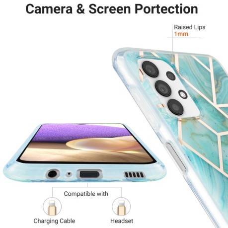 Противоударный чехол  IMD Splicing Marble для Samsung Galaxy A13 4G - голубой