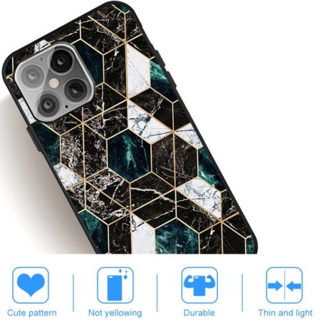 Противоударный чехол Frosted Fashion Marble для iPhone 14/13 - Hexagon Black