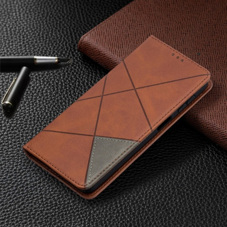 Чехол-книжка Rhombus Texture на Samsung Galaxy A32 5G- коричневый