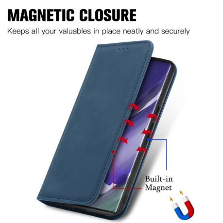 Чехол-книжка Retro Skin Feel Business Magnetic на Samsung Galaxy S22 Ultra 5G - синий