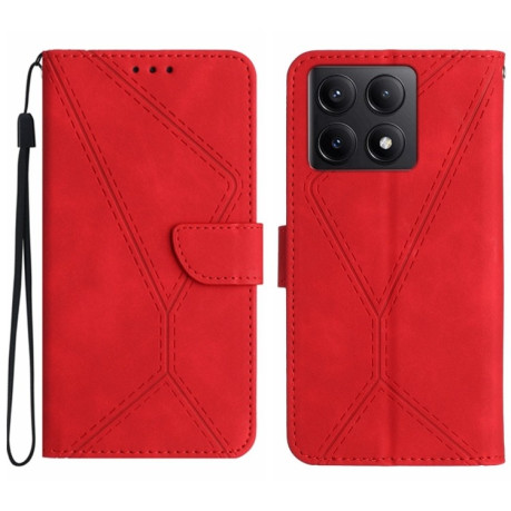 Чохол-книжка Stitching Embossed Leather для Xiaomi 14T 5G Global - червоний