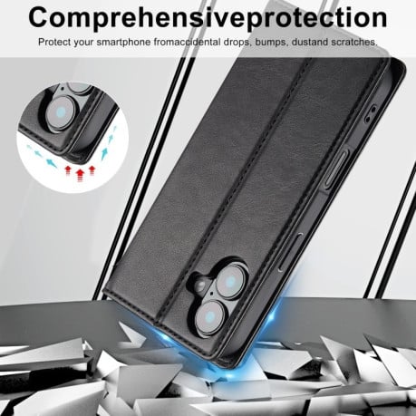 Чехол-книжка LC.IMEEKE RFID для iPhone 16 Plus - черный