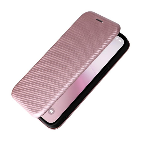 Чехол-книжка Carbon Fiber Texture на iPhone 16e - розовый