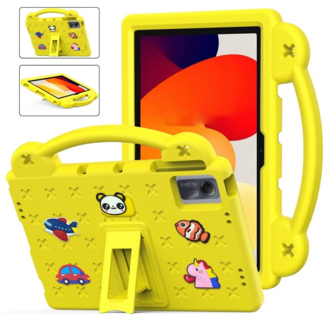 Противоударный чехол EVA Handle Kickstand Children для Xiaomi Redmi Pad SE - желтый
