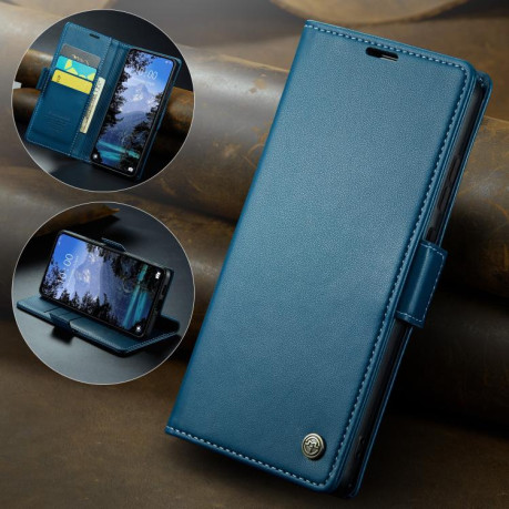 Чехол-книжка CaseMe 023 Butterfly Buckle Litchi Texture RFID Anti-theft Leather для Xiaomi Poco F7 Pro / F7 Ultra - синий