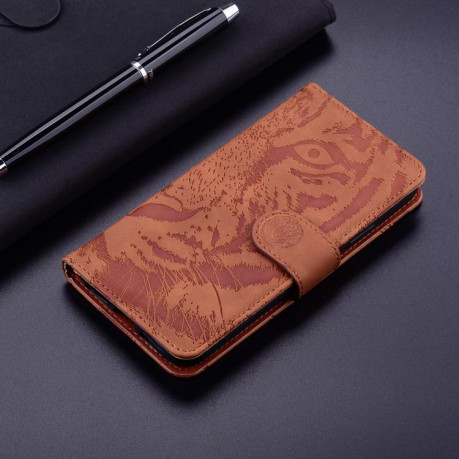 Чехол-книжка Tiger Embossing для Xiaomi Redmi Note 14 4G 164.84mm - коричневый