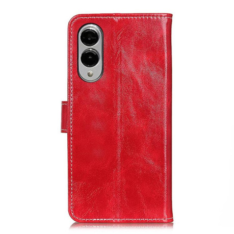 Чехол-книжка Magnetic Retro Crazy Horse Texture на Samsung Galaxy S25 Edge 5G - красный