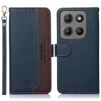 Чехол-книжка KHAZNEH Litchi Texture для Motorola Moto G15 4G / G05 - синий