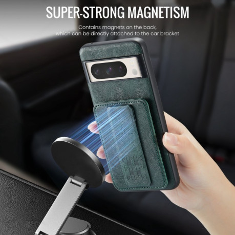 Чехол Fierre Shann Oil Wax Cow Leather Card Holder на Google Pixel 8a - зеленый
