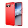 Противоударный чехол Brushed Texture Carbon Fiber на OnePlus Nord 4 - красный