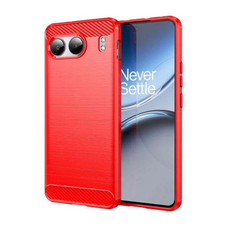 Протиударний чохол Brushed Texture Carbon Fiber на OnePlus Nord 4 - червоний