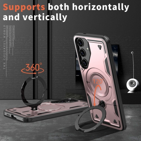 Протиударний чохол MagSafe Holder Armor PC Hybrid для Samsung Galaxy S24 FE 5G - рожеве золото