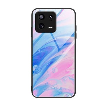Противоударный стеклянный чехол Marble Pattern Glass на Xiaomi 13 - Pink