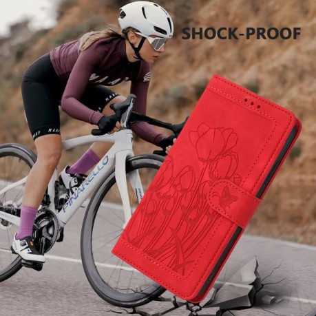 Чохол-книжка Tulips Embossed Leather для Motorola Moto G05 - червоний