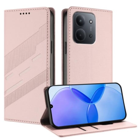 Чехол-книжка Embossed Multi-functional Wallet Retro Leather на Xiaomi Redmi 15C 5G / 4G EU 173mm - розовый