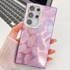 Противоударный чехол Plating Glitter Texture TPU для Samsung Galaxy S24 Ultra 5G - Purple Feathers