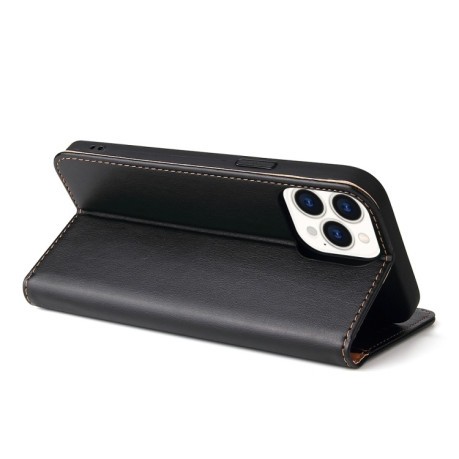 Шкіряний чохол-книжка Fierre Shann Genuine leather на iPhone 14 Pro - чорний